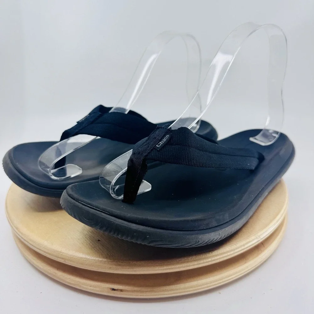 Chaco Chillos Womens 7 Triple Black Flip Flop Thong Sandals shoes